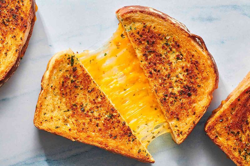 Garlic Bread Grilled Cheese Sandwiches
