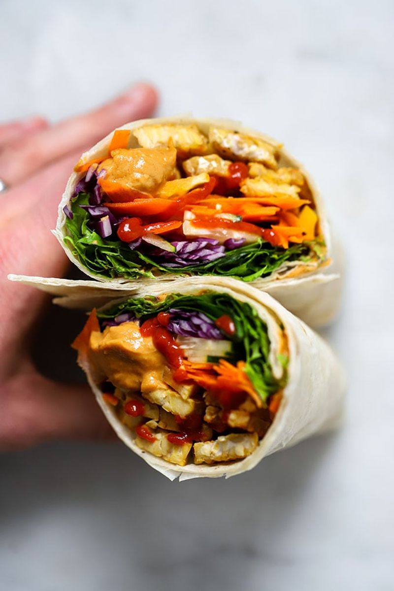 Cabbage Slaw and Tempeh Wraps