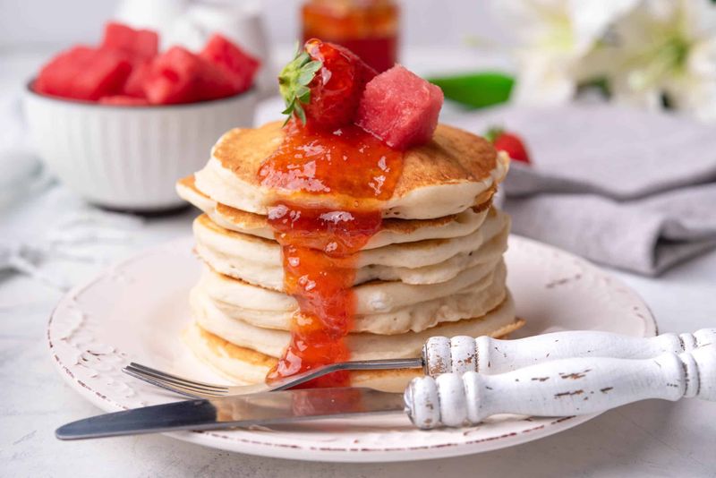Watermelon Syrup Pancakes