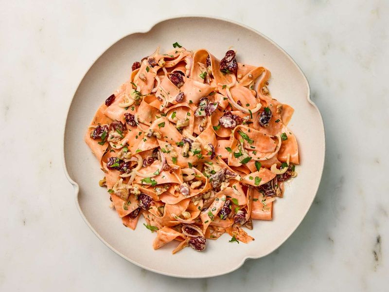 Carrot Ribbon Salad with Bacon and Cranberries