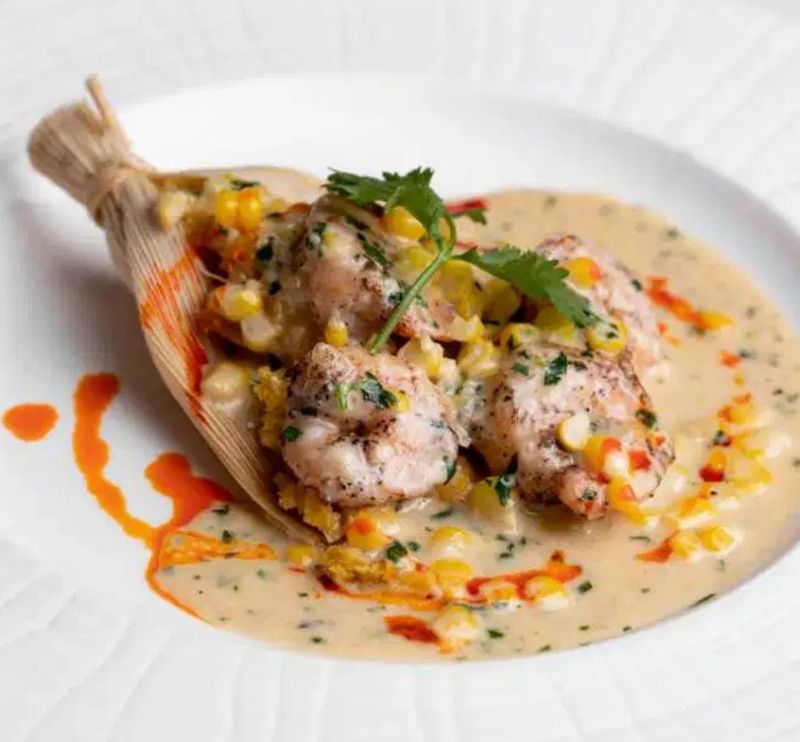 Bobby Flay's Shrimp and Roasted Garlic Tamale