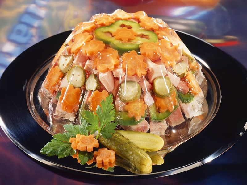 Gelatin Molded Desserts with Meat or Veggies