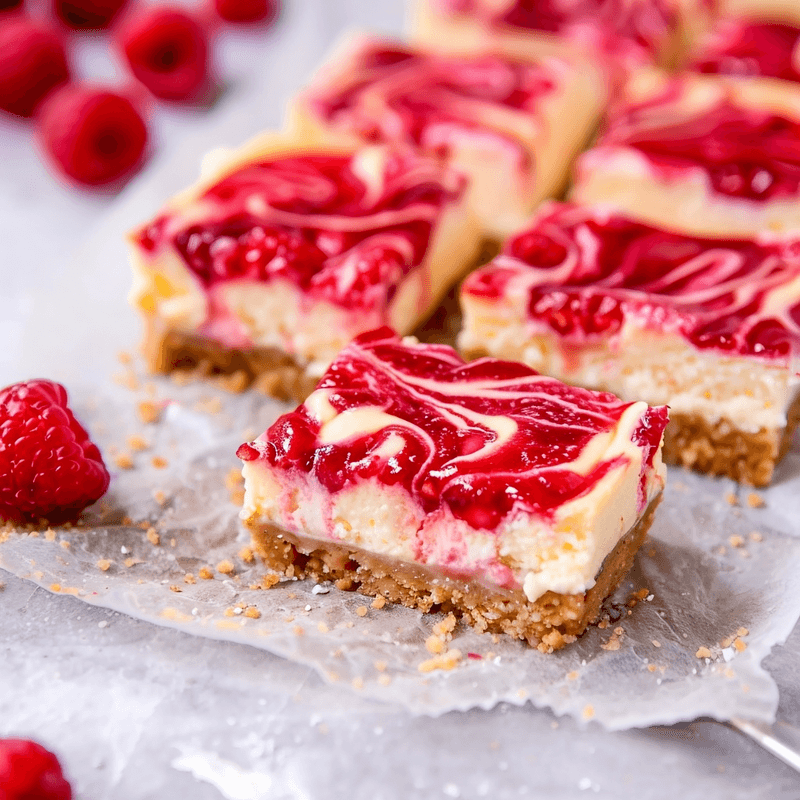Raspberry Cheesecake Bars: Creamy Treats with Fruity Swirls