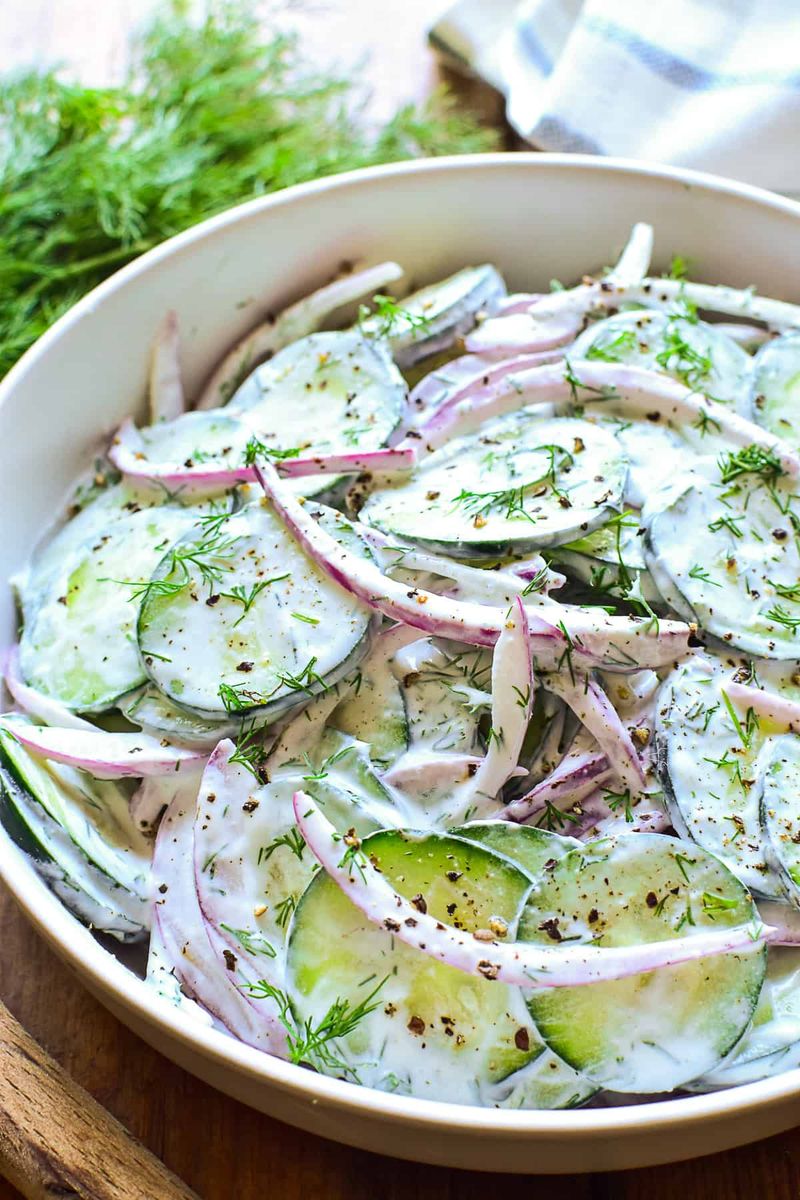 Creamy Dill Cucumber Onion Salad