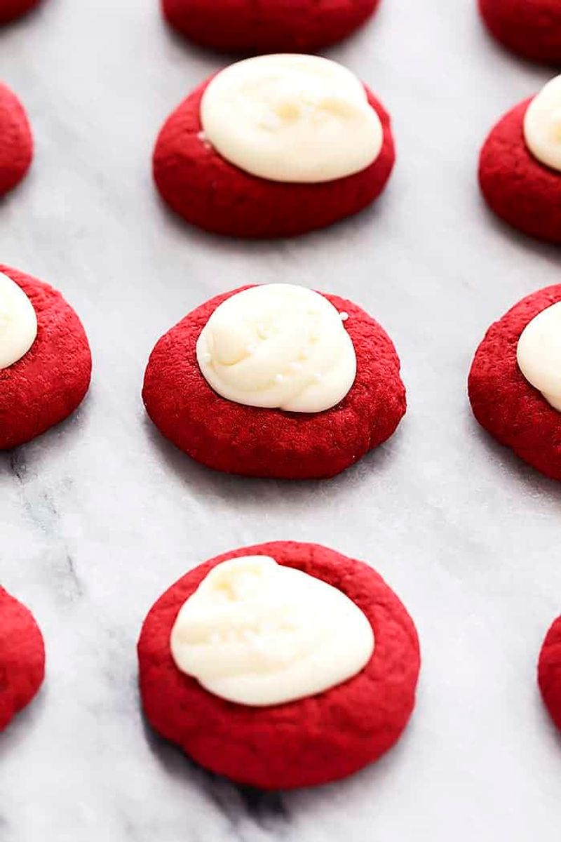 Red Velvet Cream Cheese Thumbprint Cookies