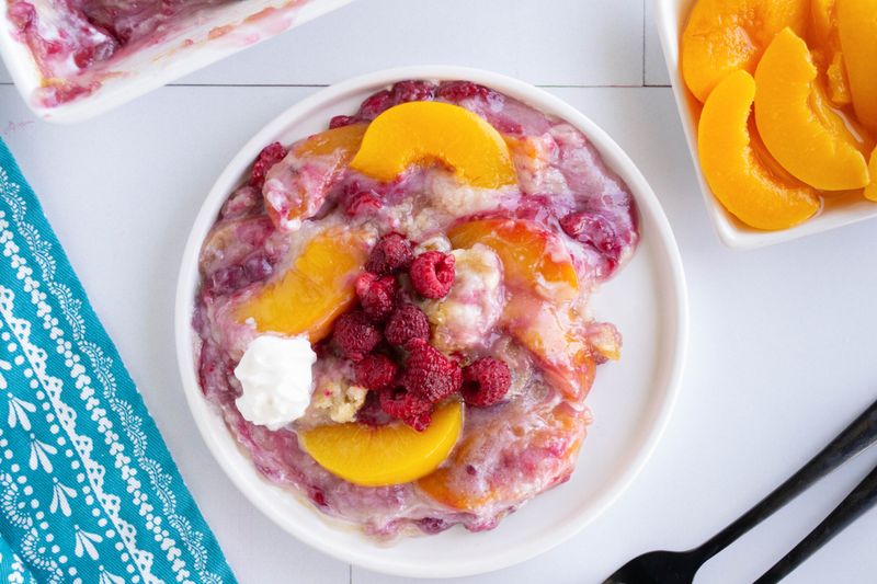 Peach Melba Dump Cake