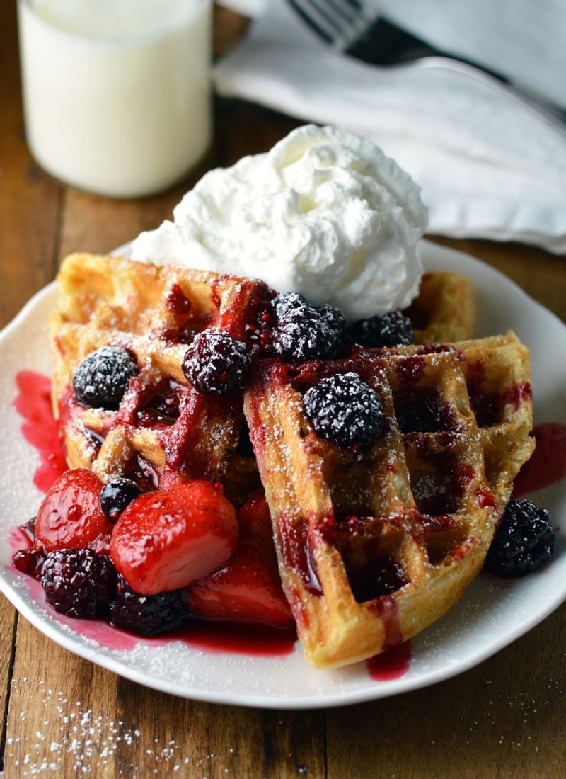 Belgian Waffles with Berry Compote