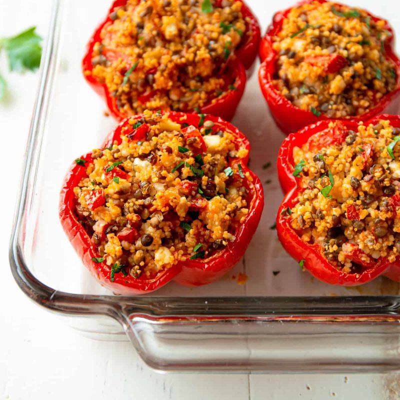 Couscous With Roasted Red Peppers And Feta