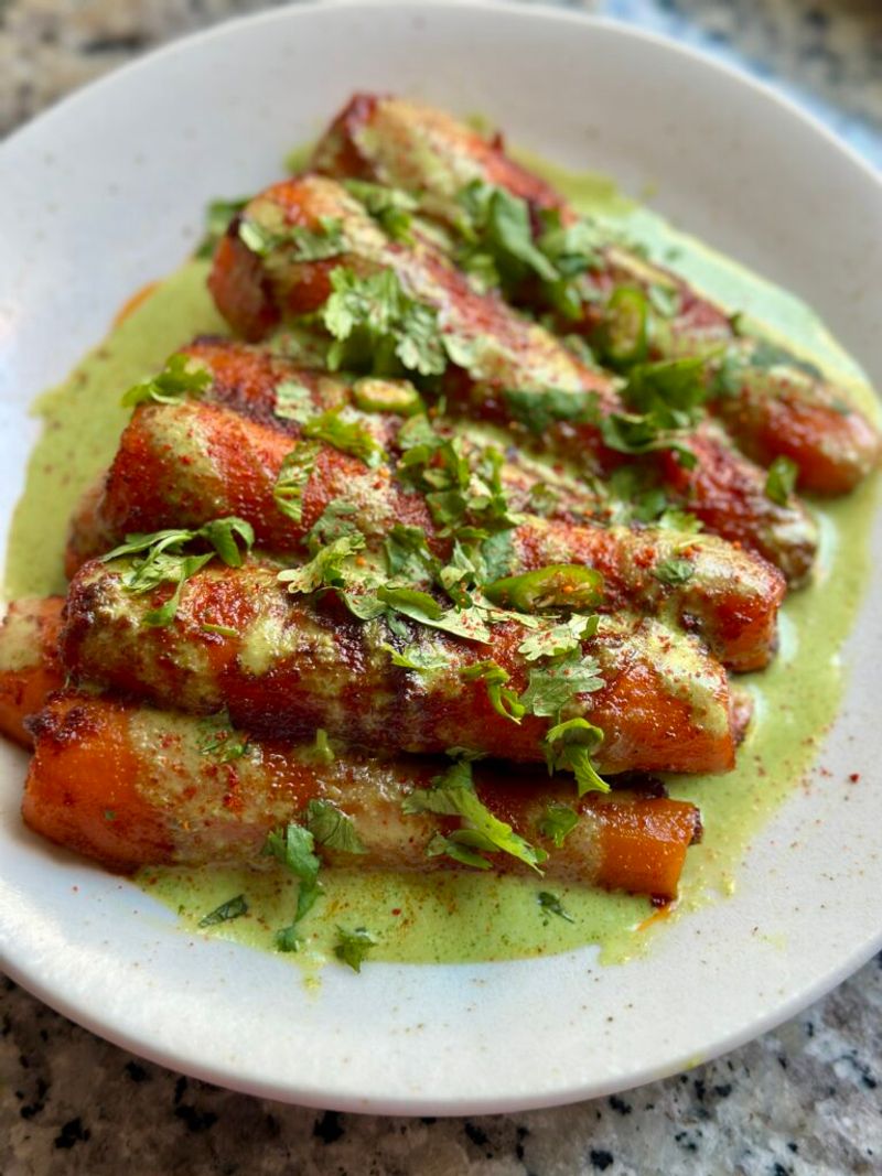 Tamarind Roasted Carrots with Carrot-Top Dip