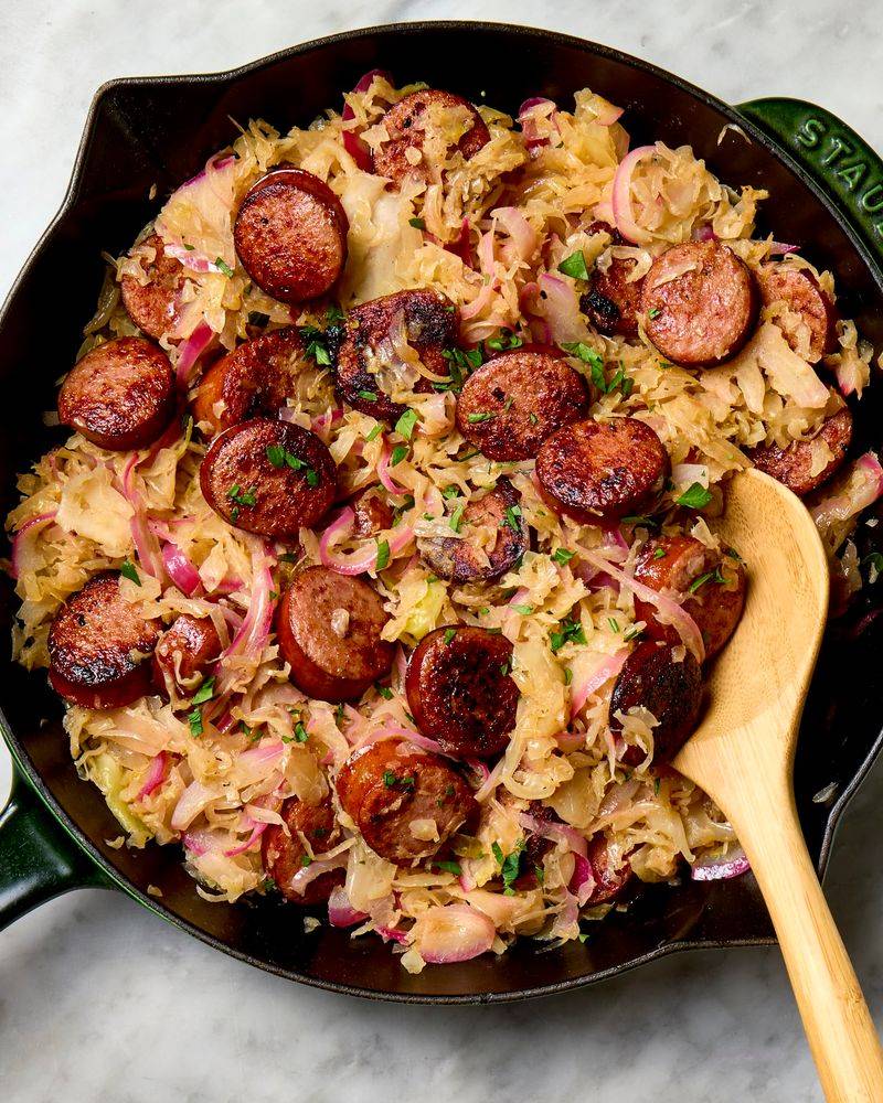 Sauerkraut and Sausage Skillet