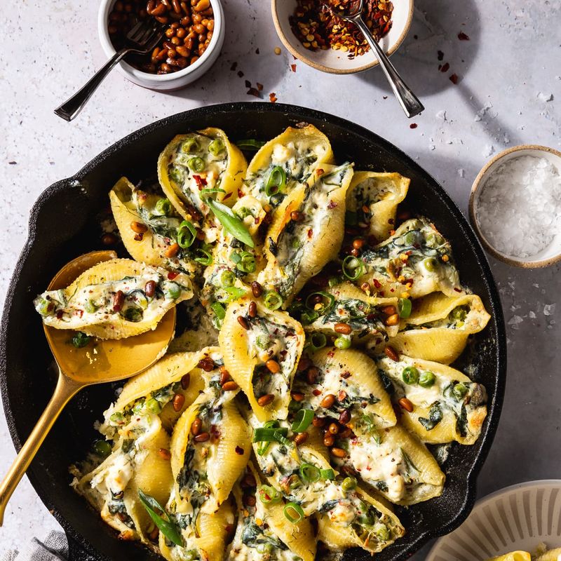 Mediterranean Spinach Feta Shells