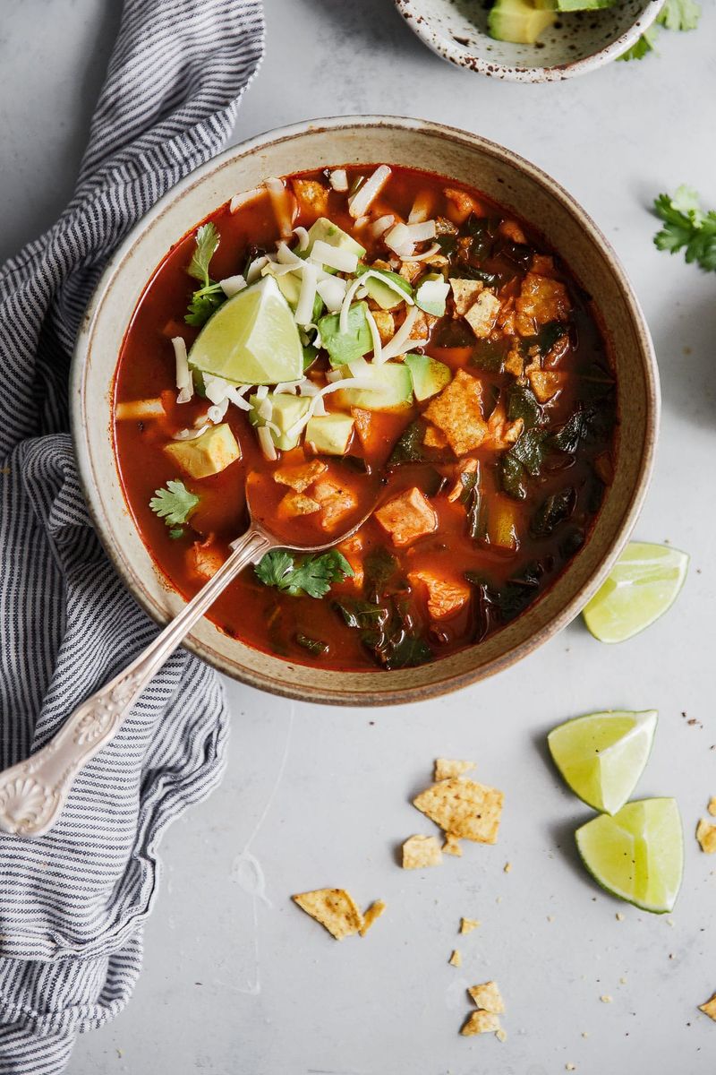 Tortilla Soup with Tortilla Chunks: Mush in a Bowl