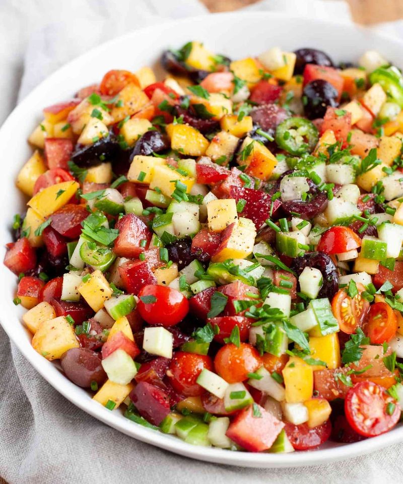 Stone Fruit, Tomato, and Cucumber Salad