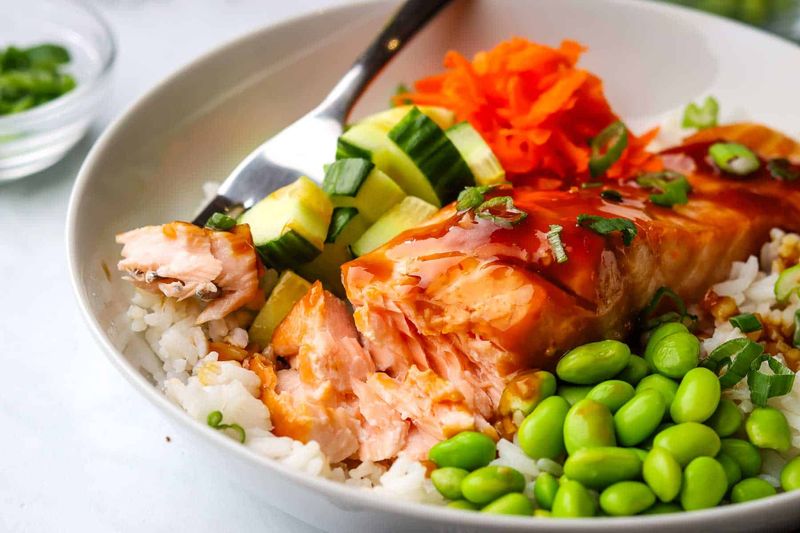 Teriyaki Glazed Salmon Bowls