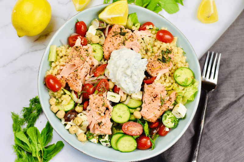 Salmon Rice Bowl with Lemon & Feta