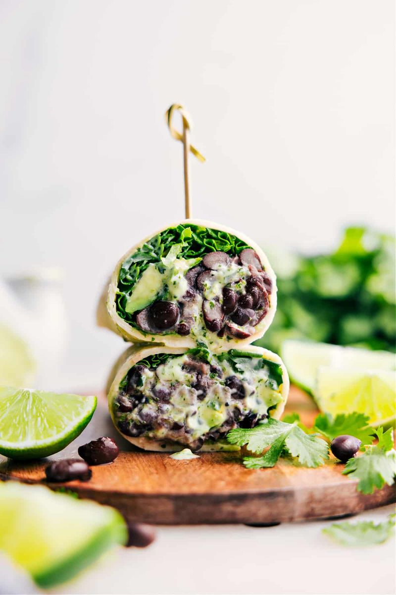 Black Bean Wraps with Greens & Cilantro Vinaigrette