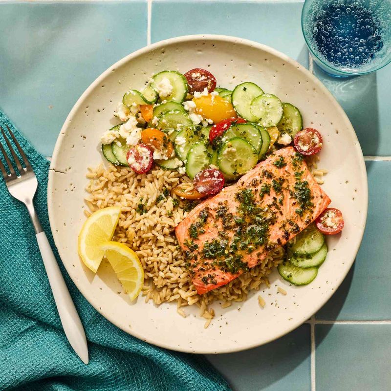 Lemony Salmon Rice Bowl