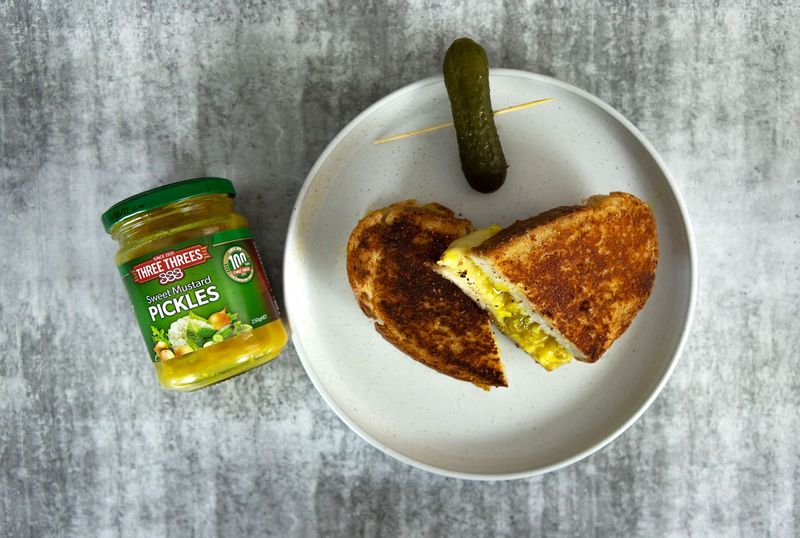 Mustard and Pickle Sandwich