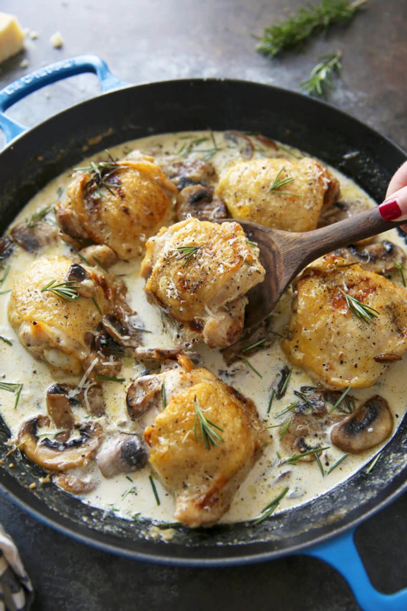 Chicken Thighs in Mushroom Cream Sauce
