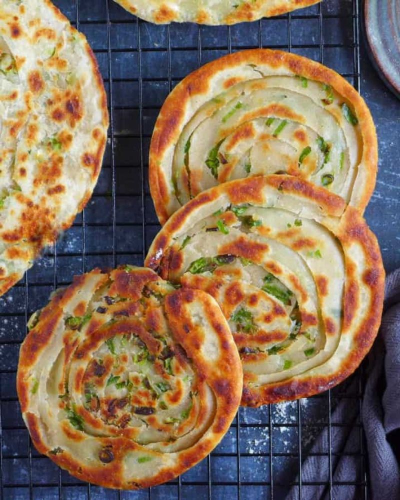 Chinese Scallion Pancakes: Flaky Onion-Studded Flatbreads