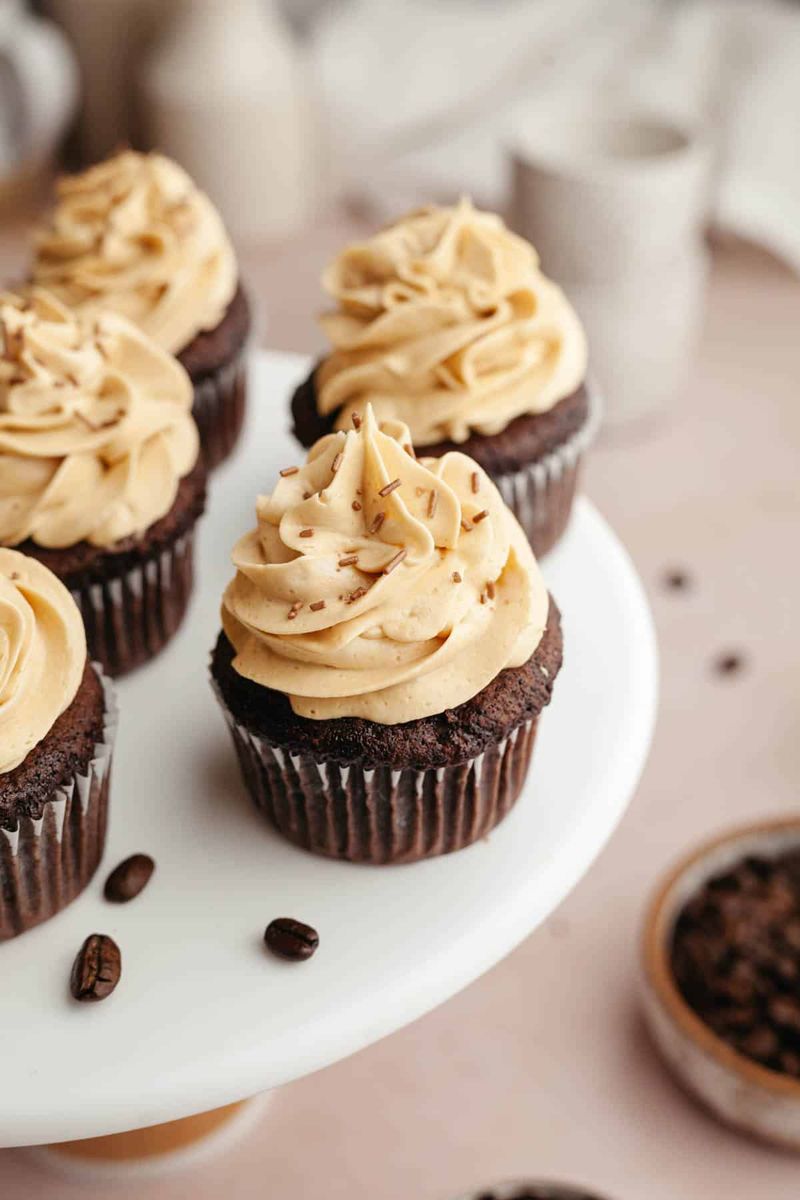 Mini Chocolate Cupcakes with Mocha Toffee Frosting