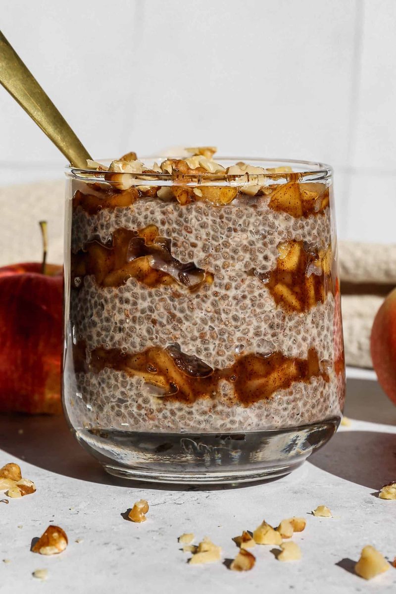Chia Seed Pudding with Apples and Peanut Butter