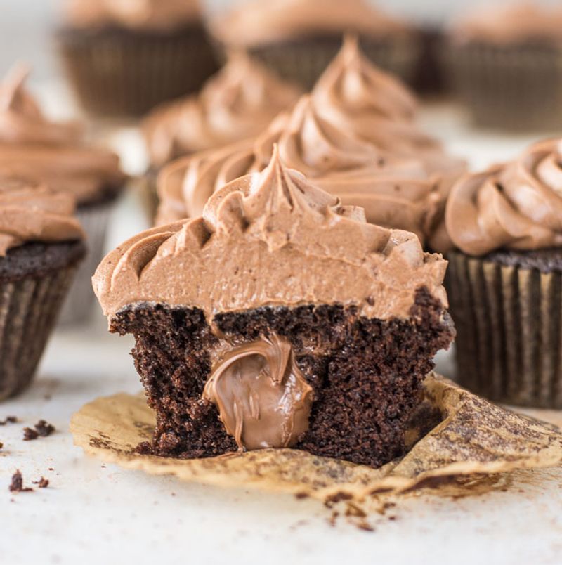 Nutella Cupcakes with Nutella Buttercream