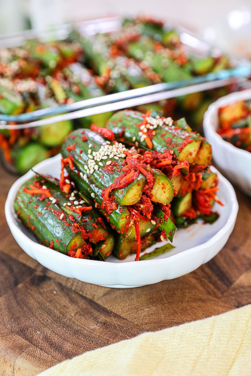 Quick Cucumber Kimchi (Oi Sobagi)