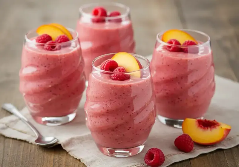 Creamy Raspberry-Peach Chia Seed Smoothie