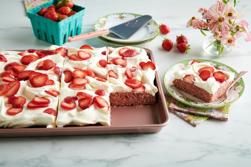 Strawberries and Cream Sheet Cake