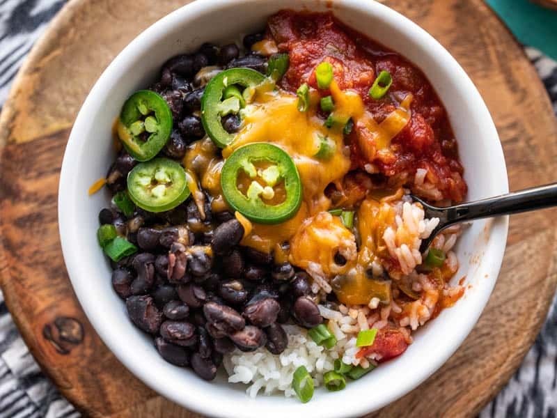 Rice + Canned Black Beans + Salsa