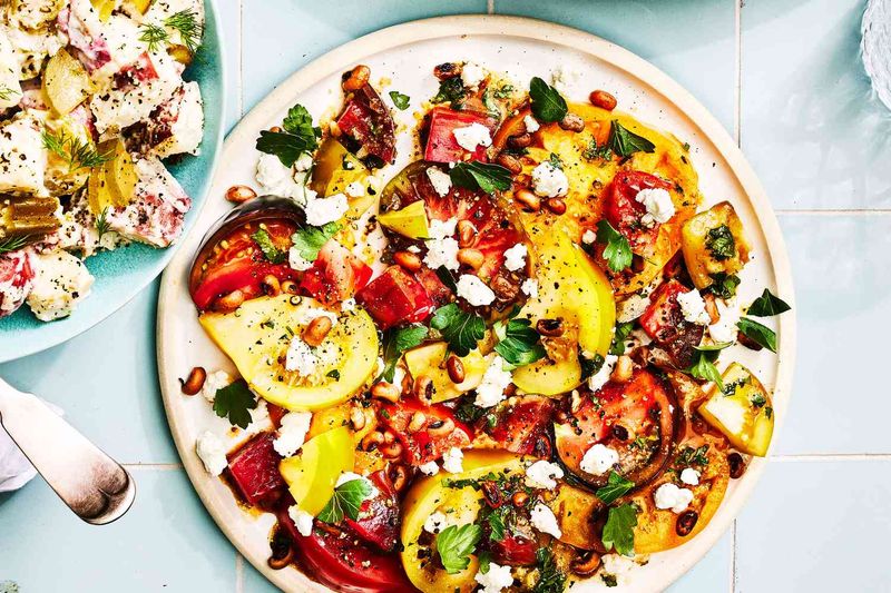 Roasted Pepper-Tomato Salad with Crispy Black-Eyed Peas