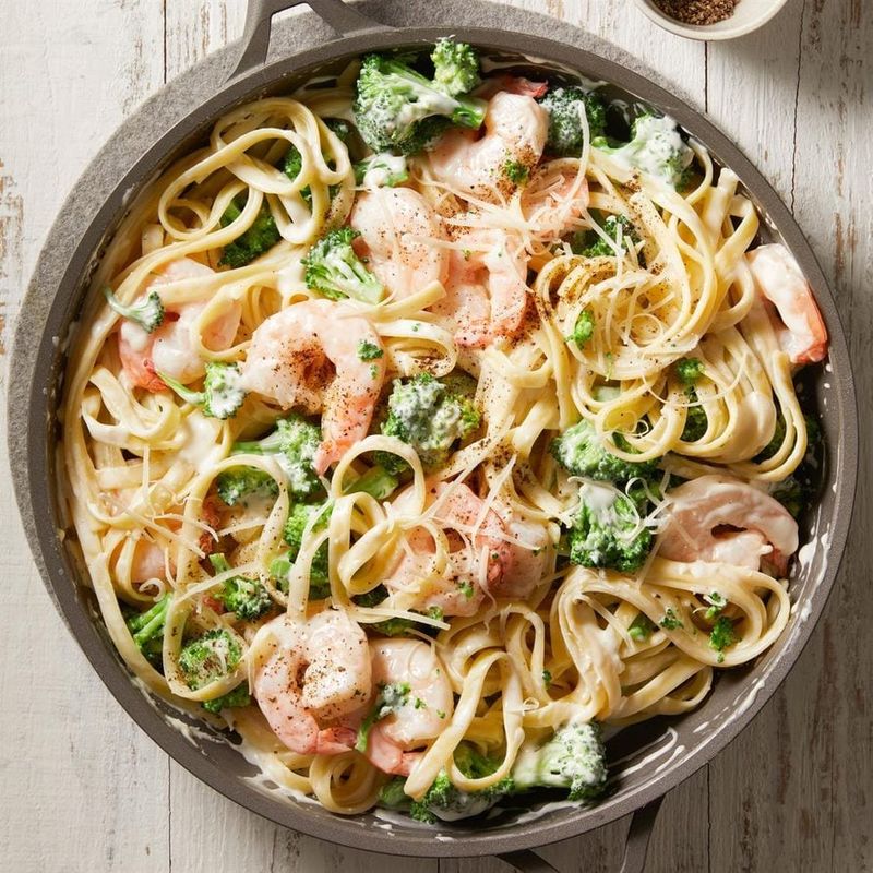Shrimp and Broccoli Alfredo (Cauliflower Sauce)