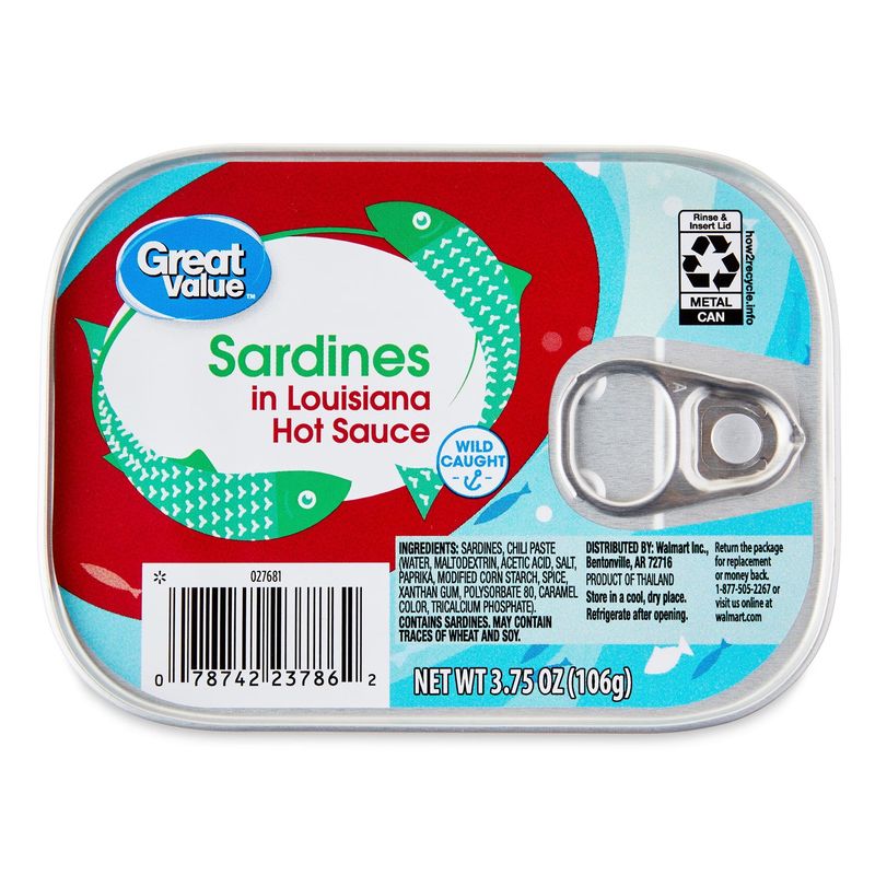 Great Value Sardines in Louisiana Hot Sauce 🟥