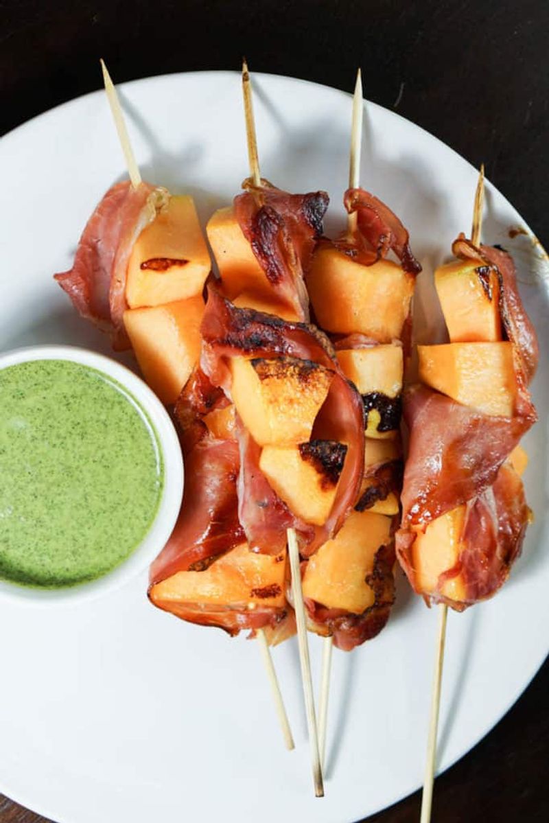 Grilled Cantaloupe and Prosciutto Skewers