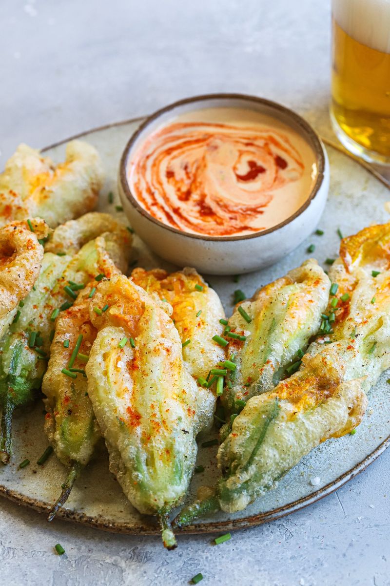 Delicate Stuffed Squash Blossoms