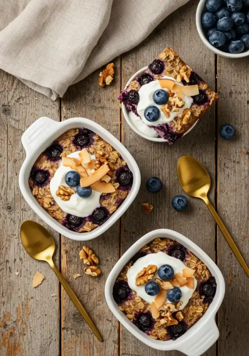 Blueberry-Coconut-Walnut Baked Oatmeal