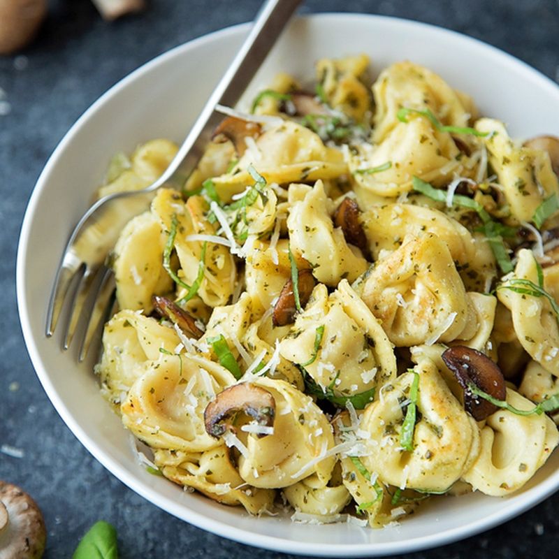 Tortellini With Pesto And Shaved Parmesan