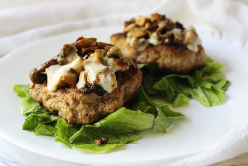 Mushroom-Swiss Turkey Burgers