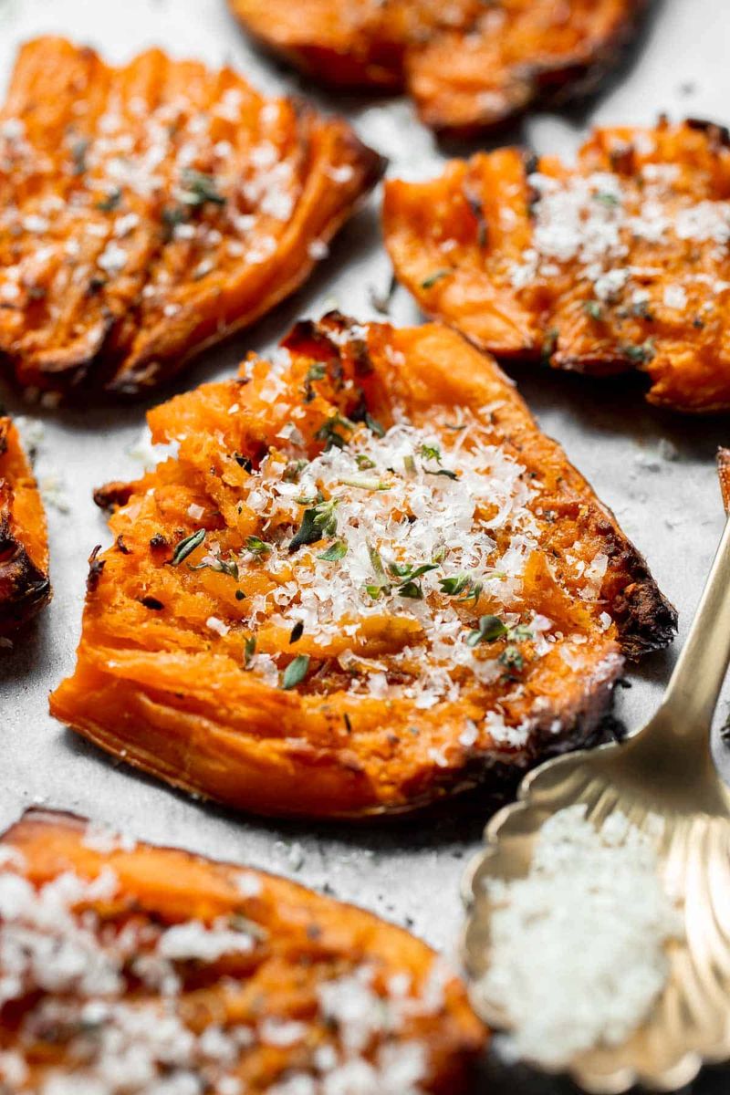 Savory Smashed Sweet Potatoes