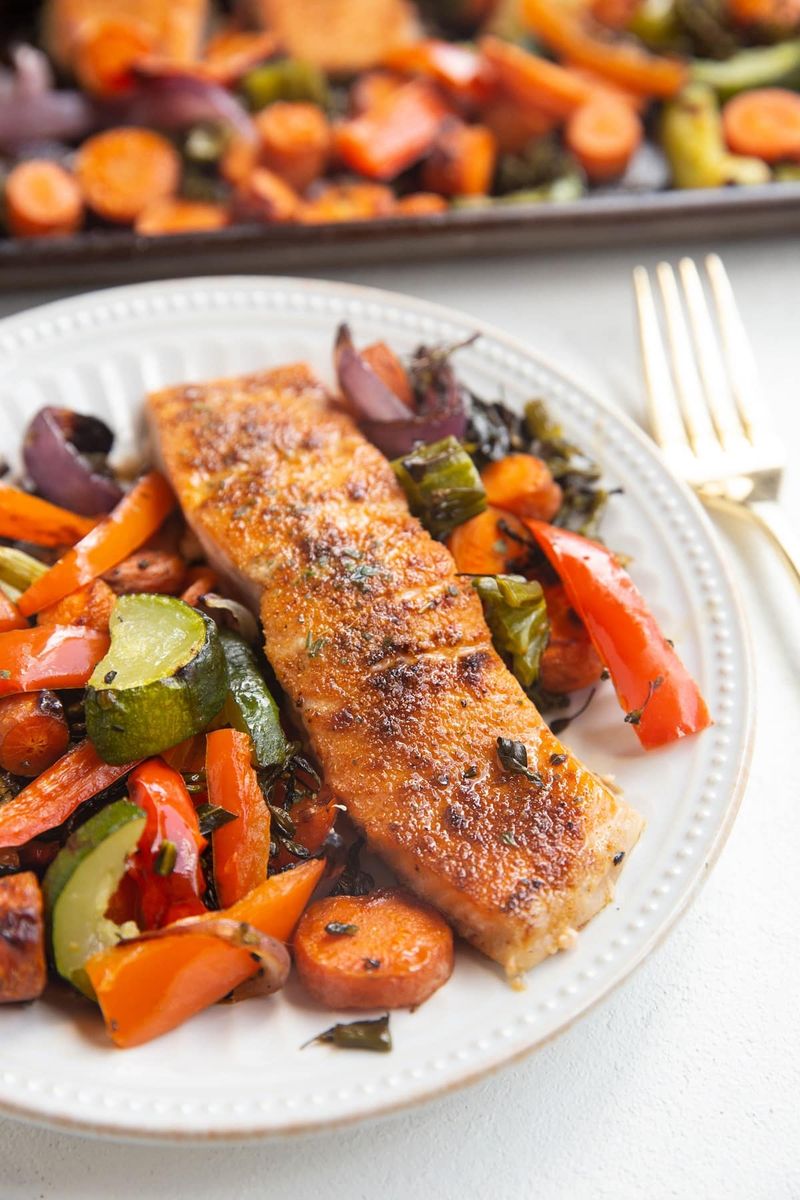 Baked Salmon with Roasted Vegetables