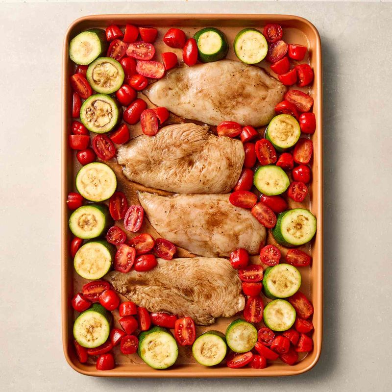 Balsamic Chicken with Roasted Tomatoes & Zucchini