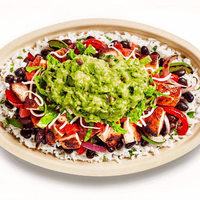 Chipotle Burrito Bowl with Guacamole and Extras