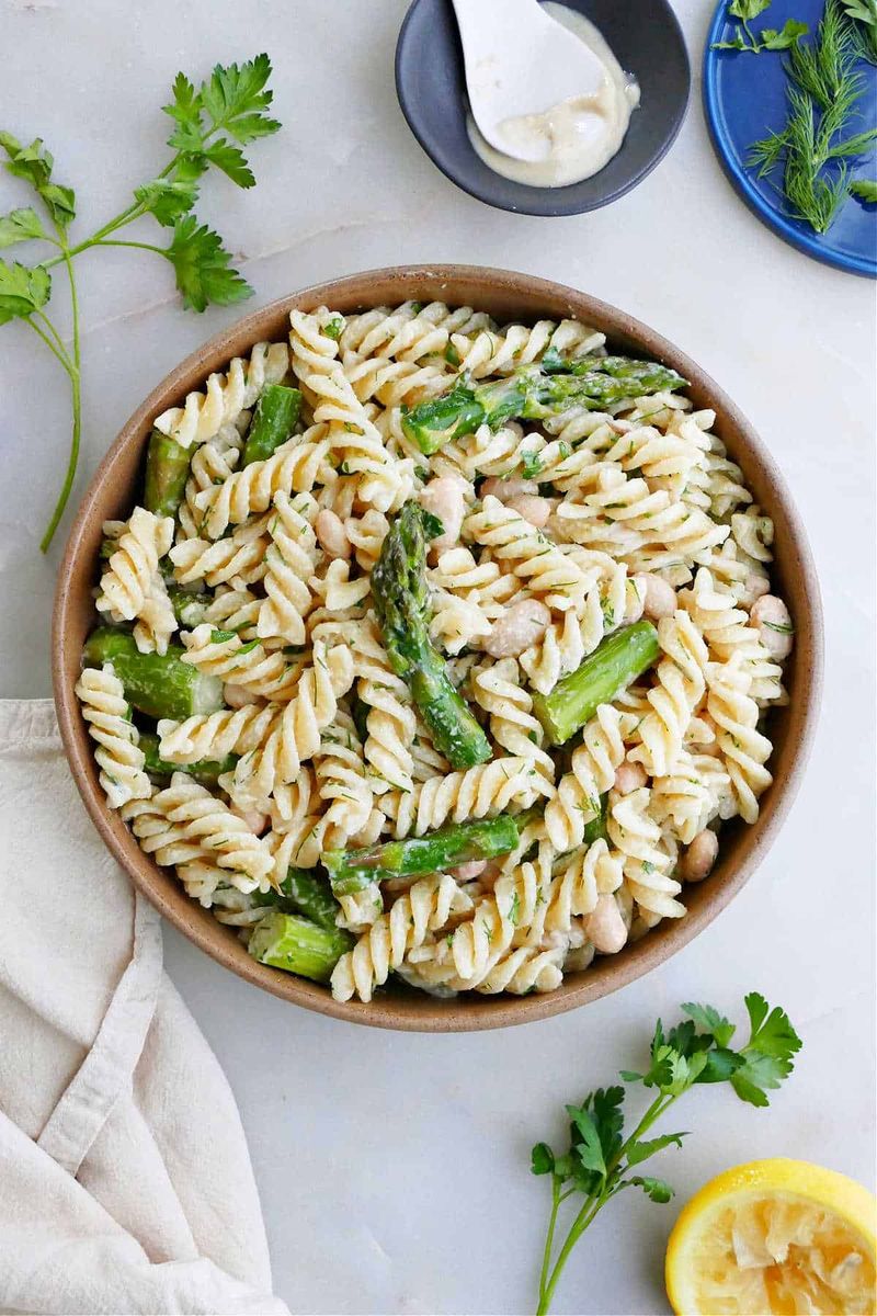 Tahini and Greens Pasta Salad