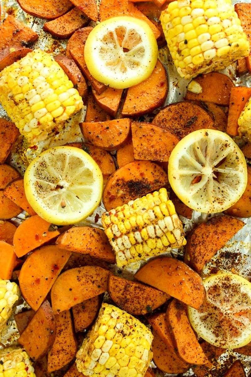 Cajun Roasted Sweet Potato and Corn Bake