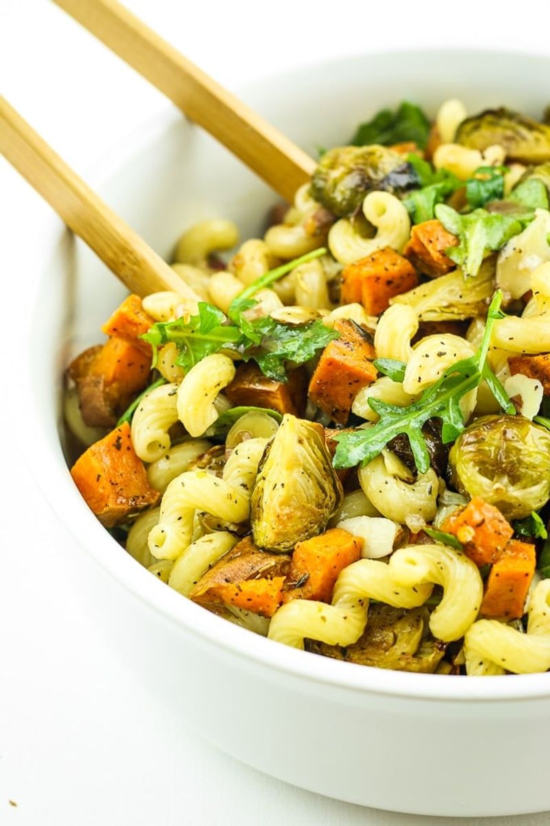 Sweet Potato and Brussels Sprouts Pasta Salad