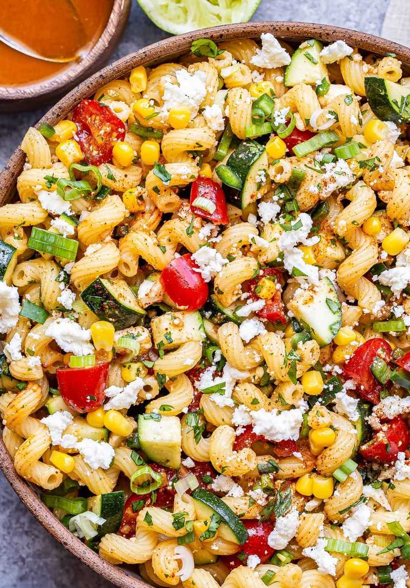 Pasta Salad with Tomatoes, Corn, and Jalapeño Pesto