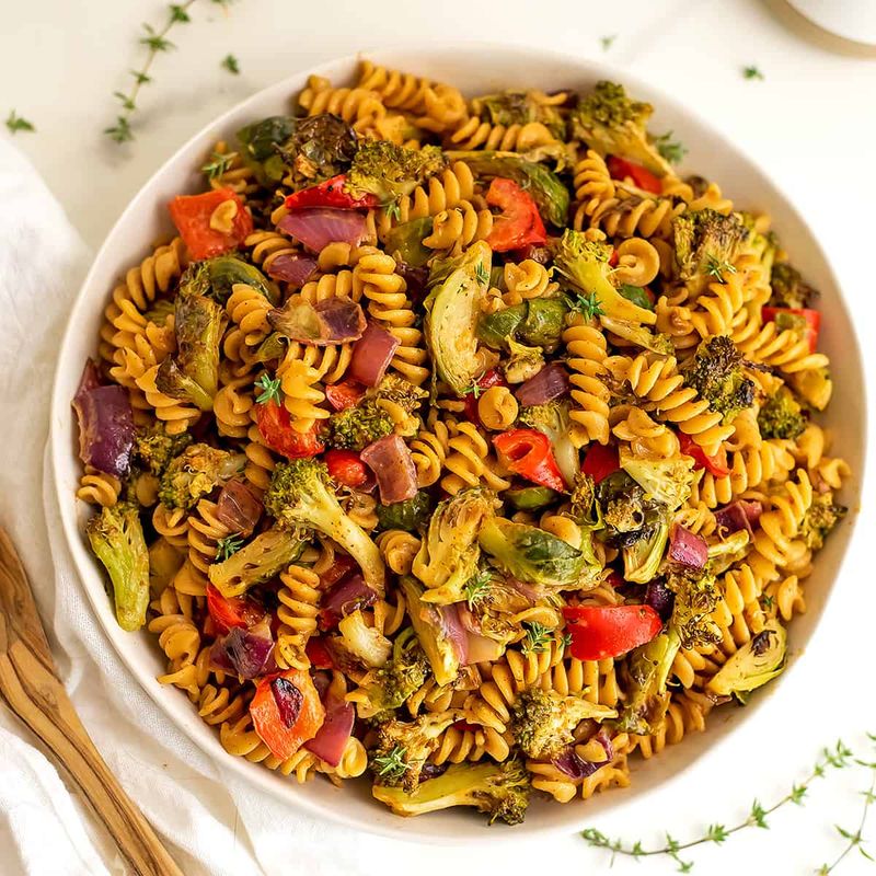 Roasted Veggie Balsamic Pasta Salad