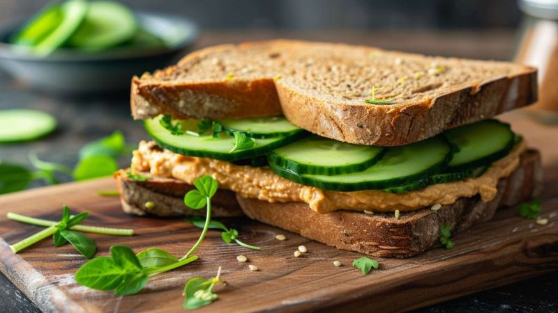Cucumber-Hummus Sandwich