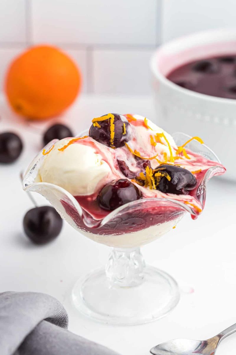 Cherries Jubilee (Flambéed over Vanilla Ice Cream)